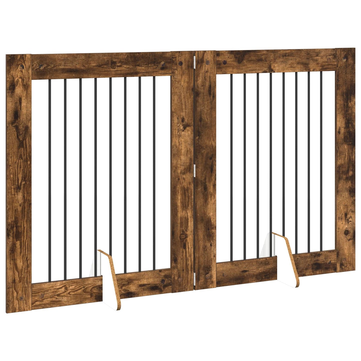 Foldable Dog Gate with Stands 2 pcs Smoked Oak 160.5 cm