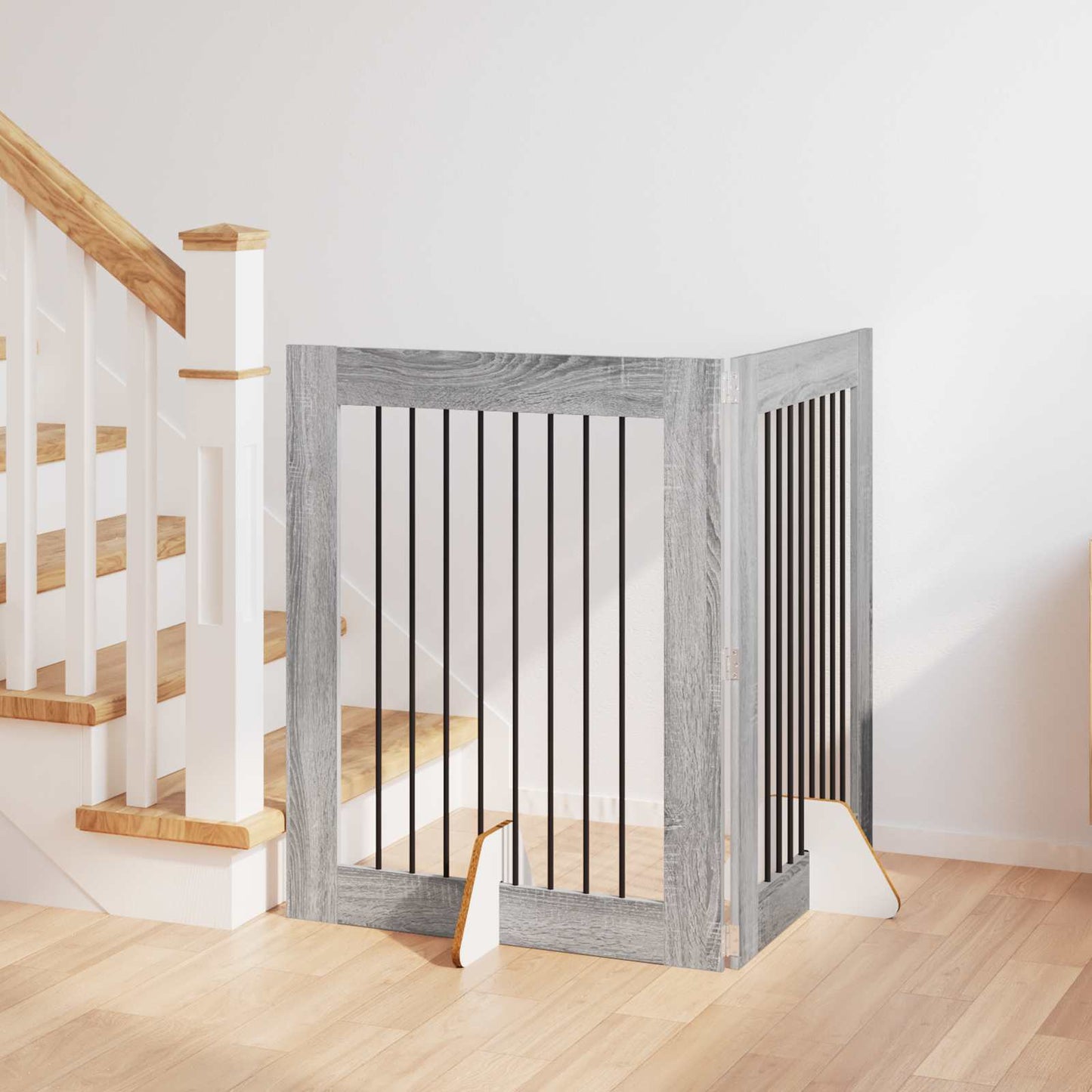 Dog Gate with Stands 2 pcs Grey Sonoma 80 x 100 cm