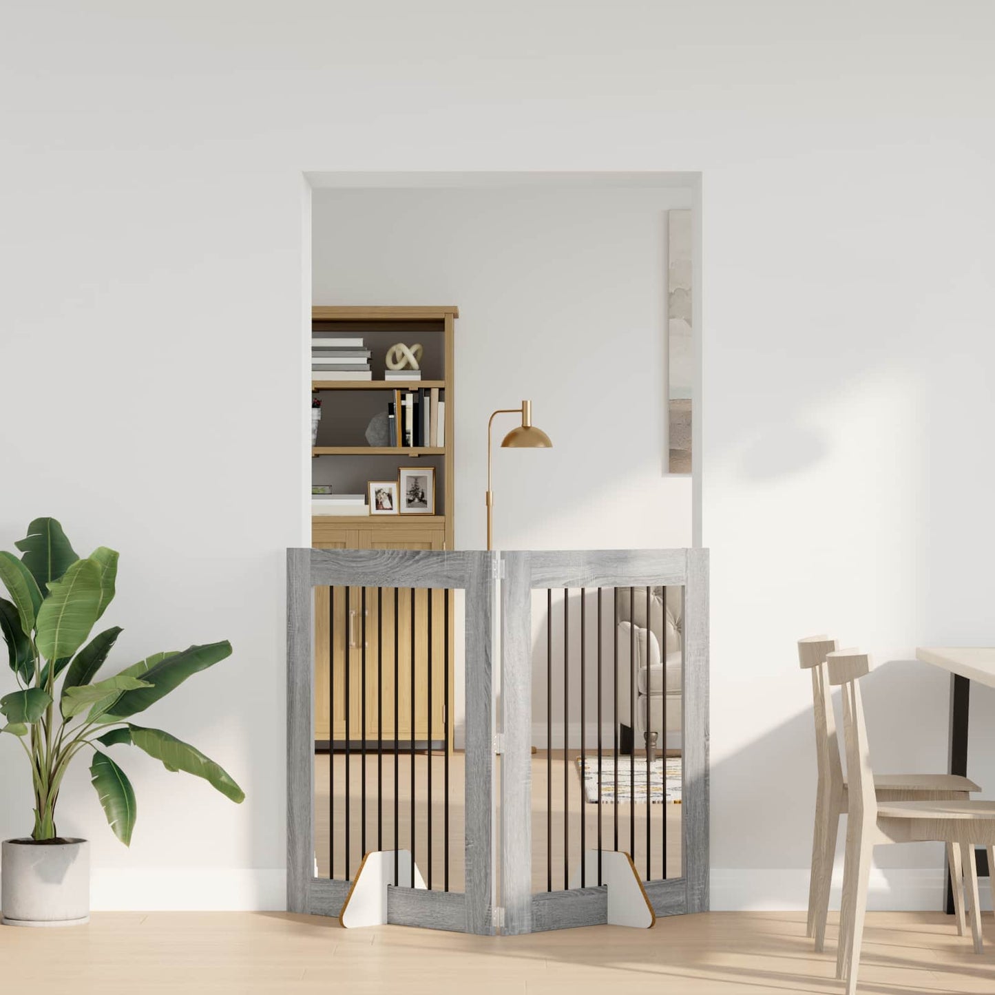 Foldable Dog Gate with Stands 2 pcs Grey Sonoma 160.5 cm