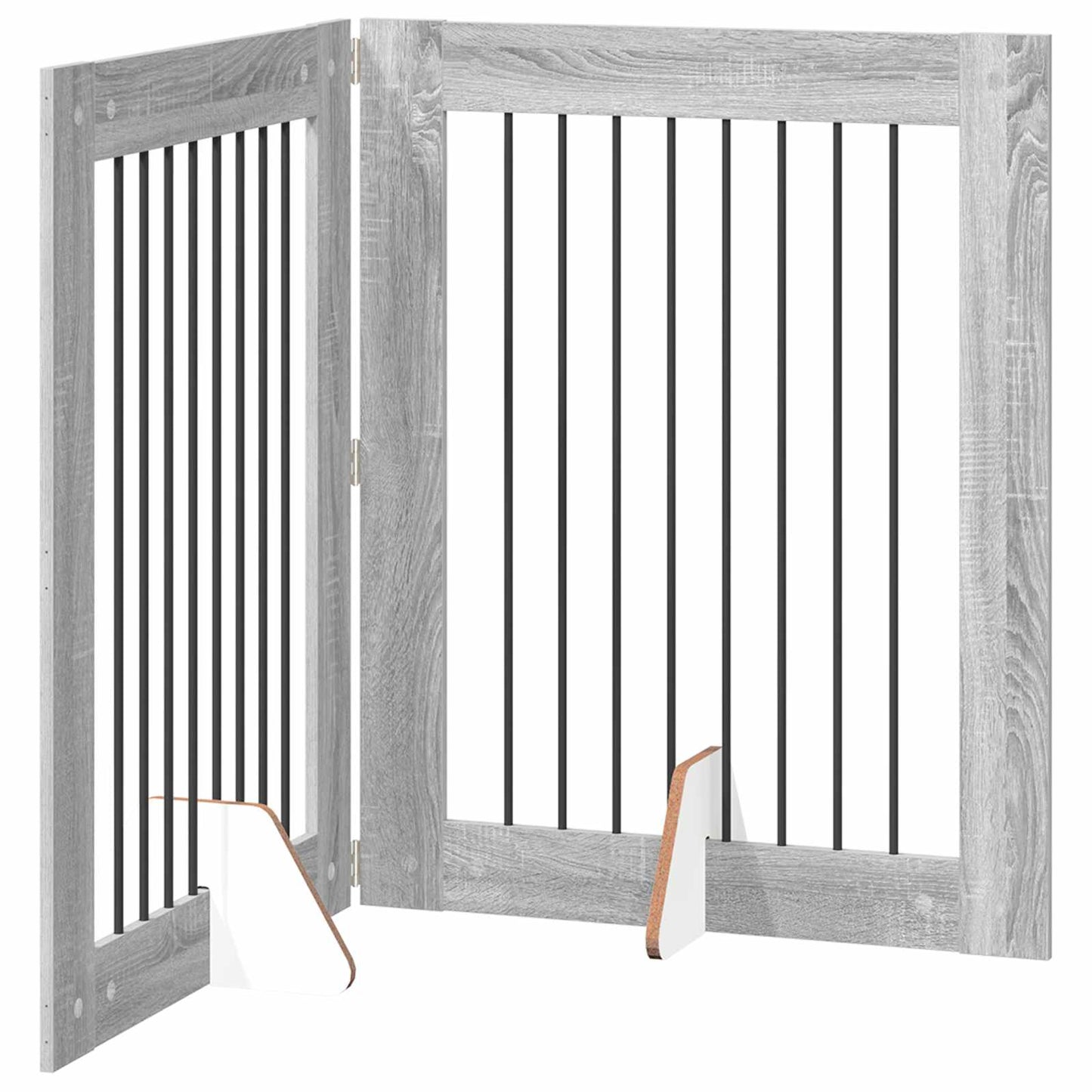 Foldable Dog Gate with Stands 2 pcs Grey Sonoma 160.5 cm