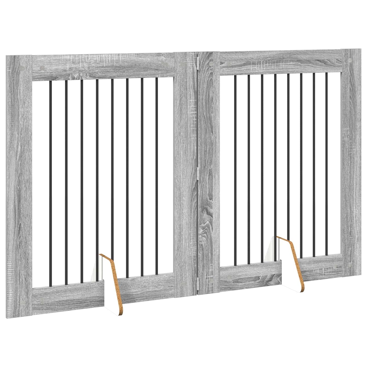 Foldable Dog Gate with Stands 2 pcs Grey Sonoma 160.5 cm