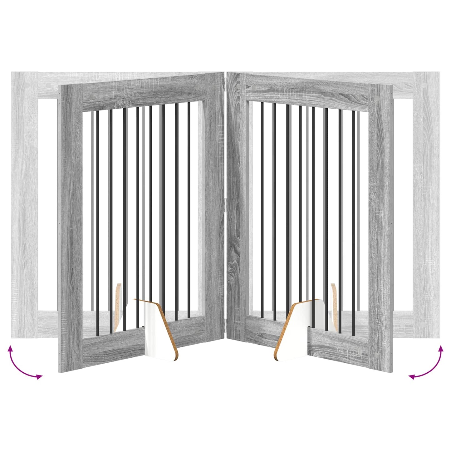 Foldable Dog Gate with Stands 2 pcs Grey Sonoma 160.5 cm