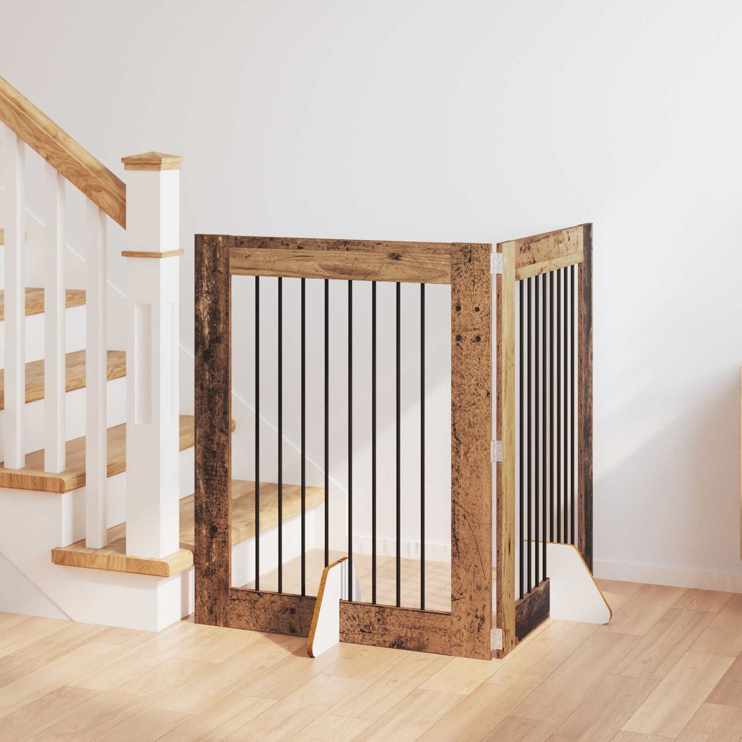 Dog Gate with Stands 2 pcs Old Wood 80 x 100 cm Engineered Wood