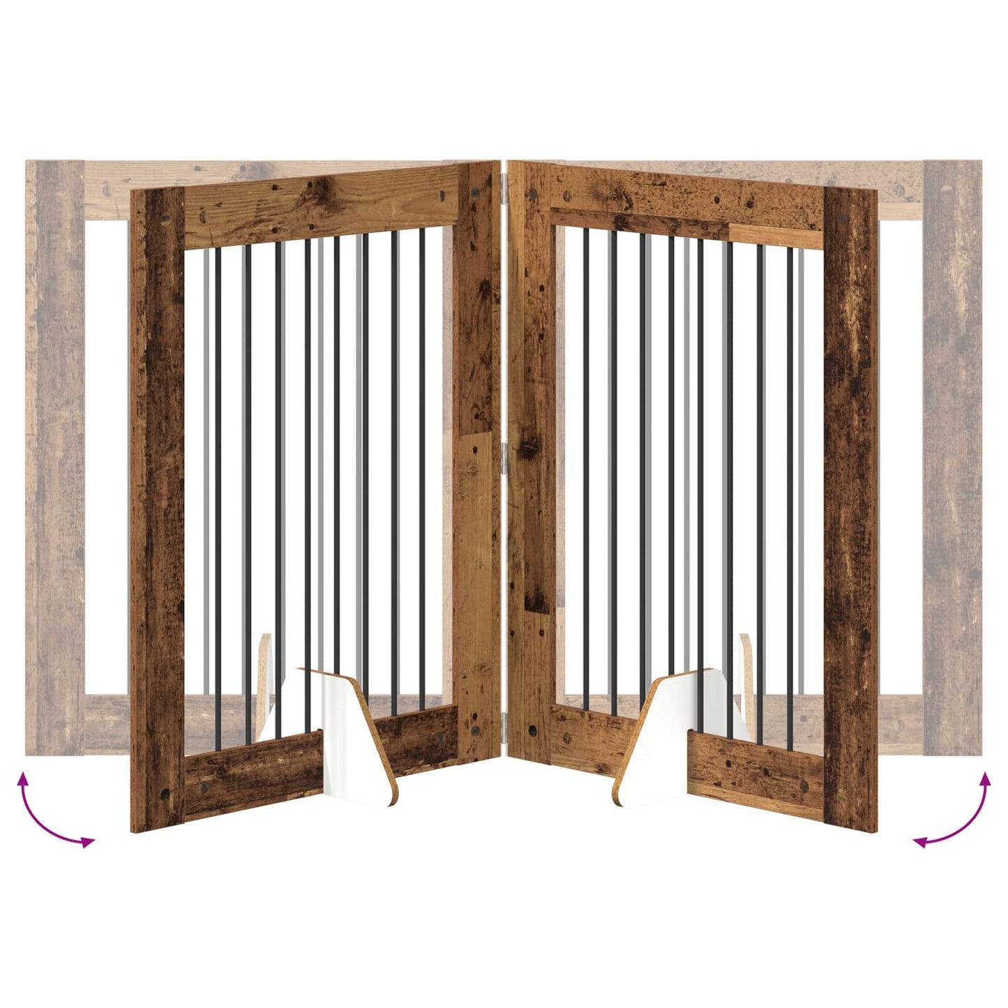 Dog Gate with Stands 2 pcs Old Wood 80 x 100 cm Engineered Wood