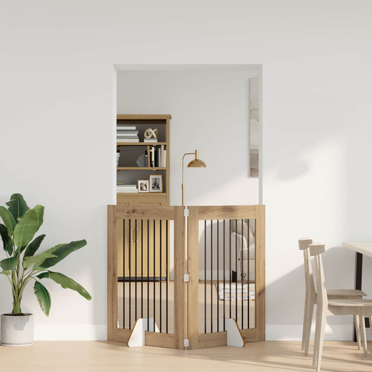 Foldable Dog Gate with Stands 2 pcs Artisan Oak 160.5 cm