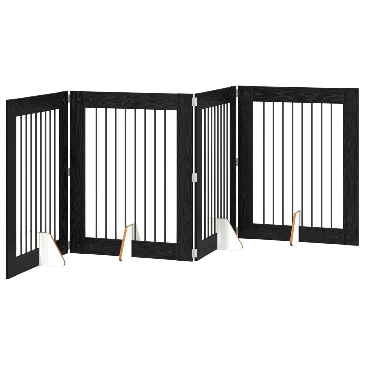 Foldable Dog Gate with Stands 4 pcs Black Oak 321 cm