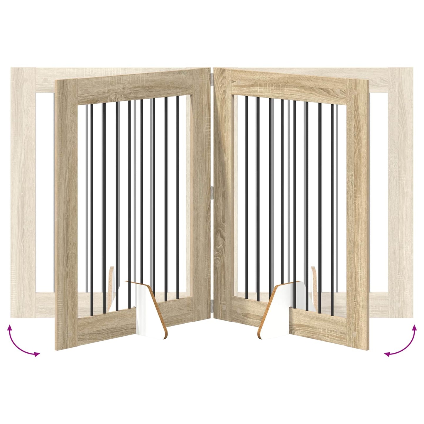 Foldable Dog Gate with Stands 4 pcs Sonoma Oak 321 cm