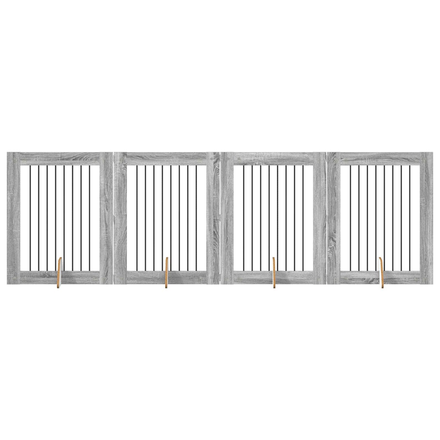 Dog Gate with Stands 4 pcs Grey Sonoma 80 x 100 cm