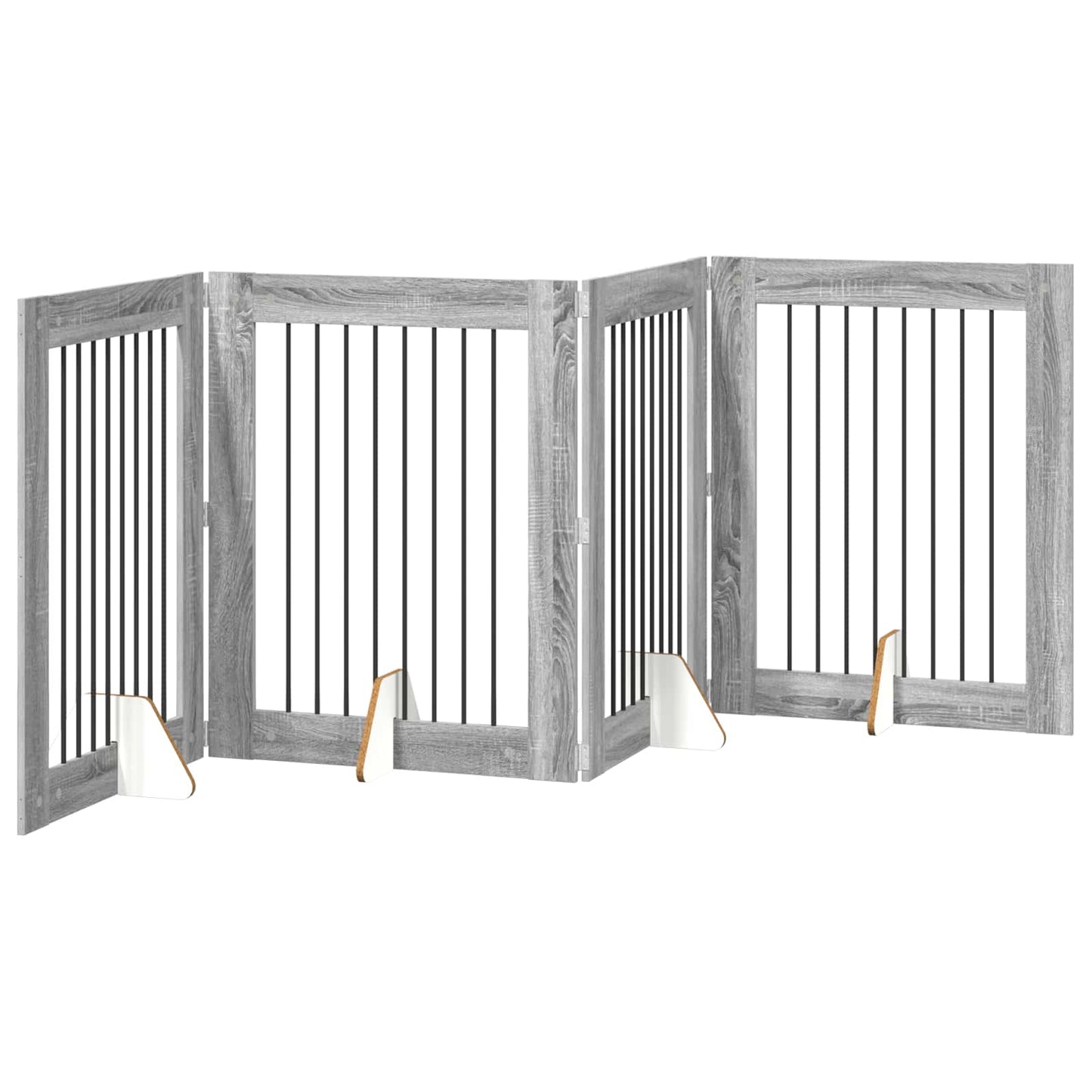 Dog Gate with Stands 4 pcs Grey Sonoma 80 x 100 cm