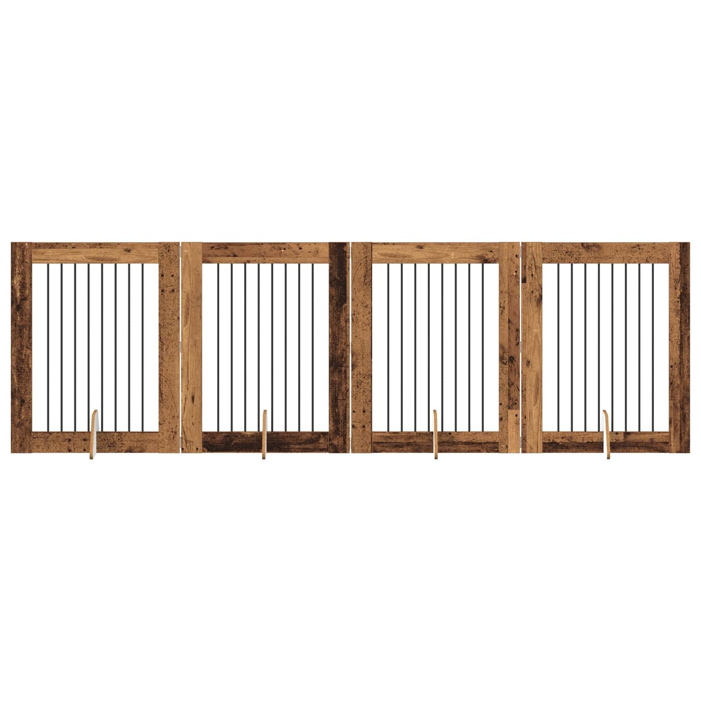 Dog Gate with Stands 4 pcs Old Wood 80 x 100 cm Engineered Wood