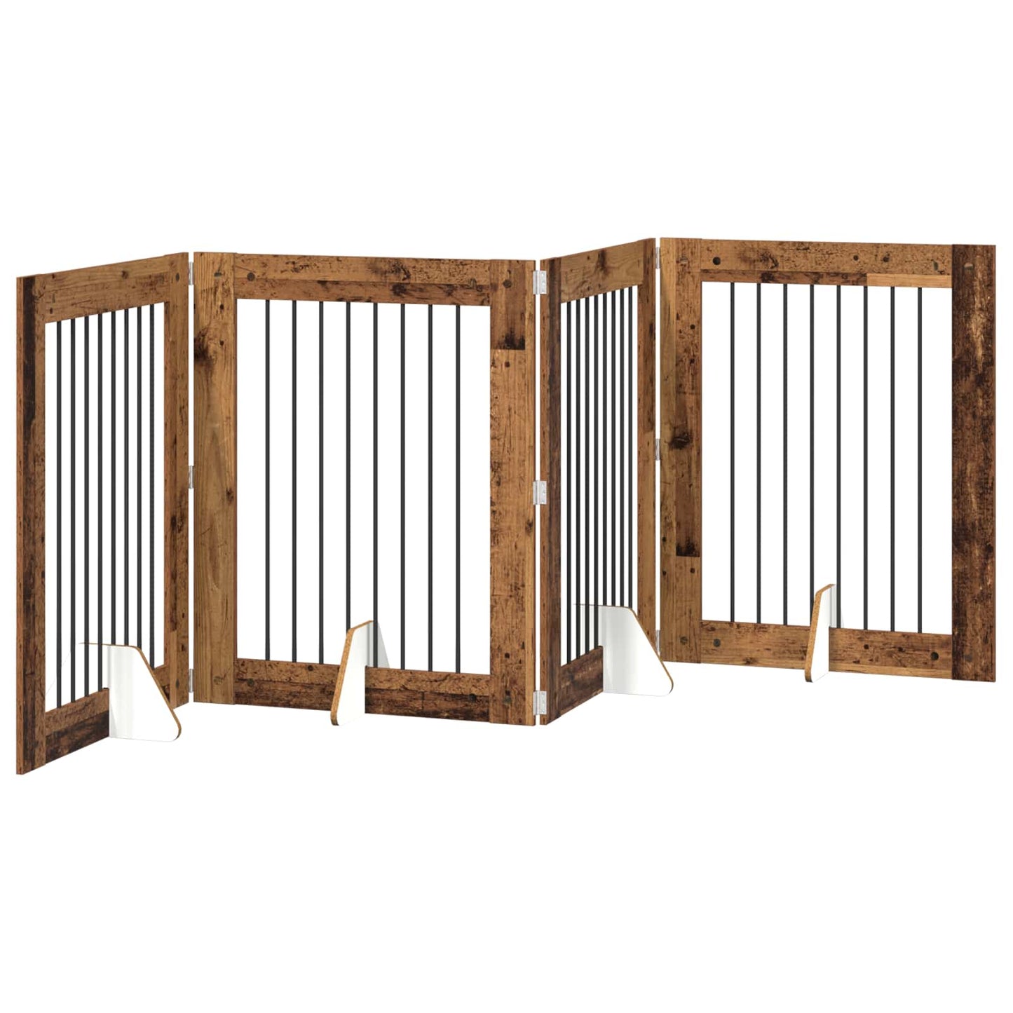 Dog Gate with Stands 4 pcs Old Wood 80 x 100 cm Engineered Wood