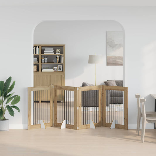 Foldable Dog Gate with Stands 4 pcs Artisan Oak 321 cm