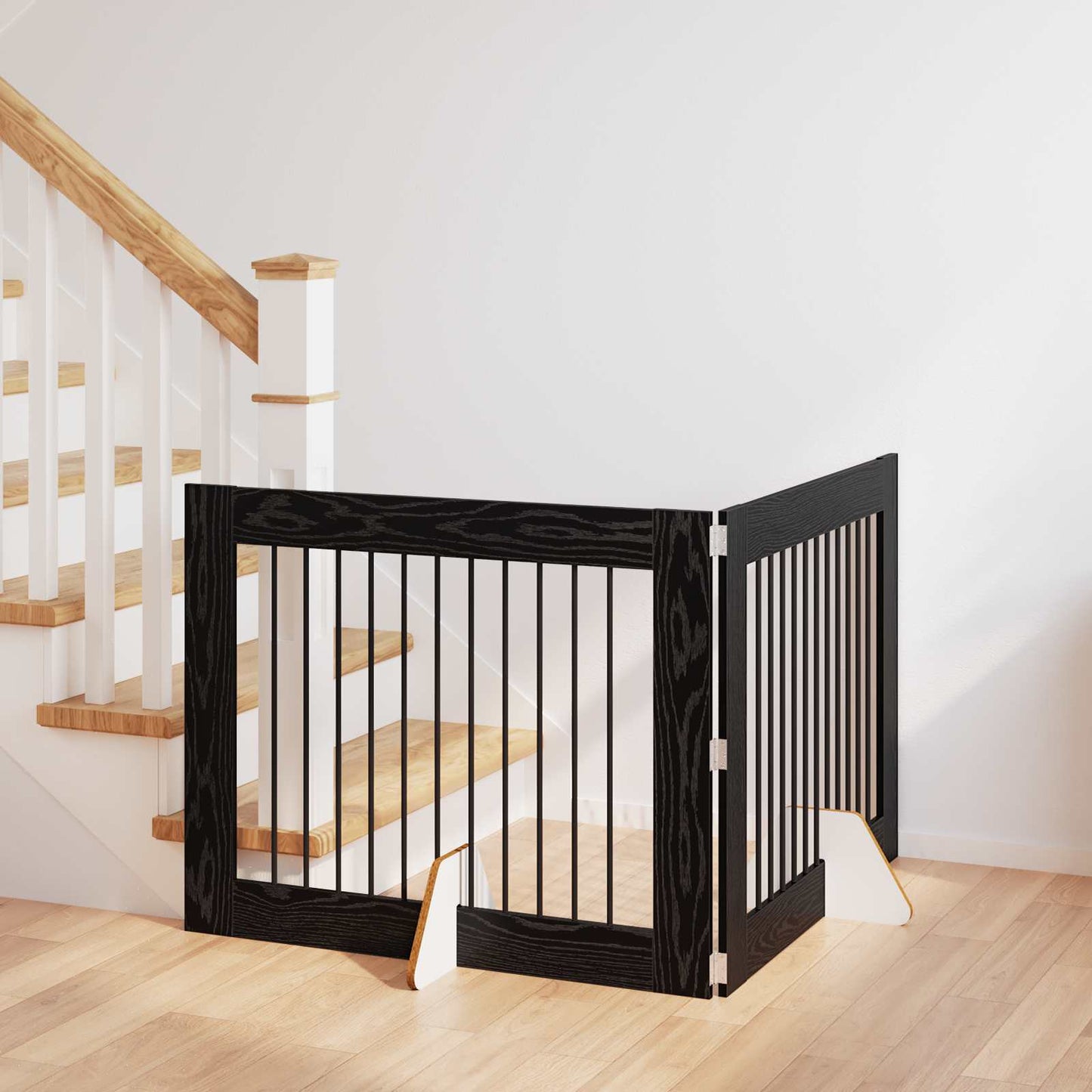 Dog Gate with Stands 2 pcs Black Oak 100 x 80 cm
