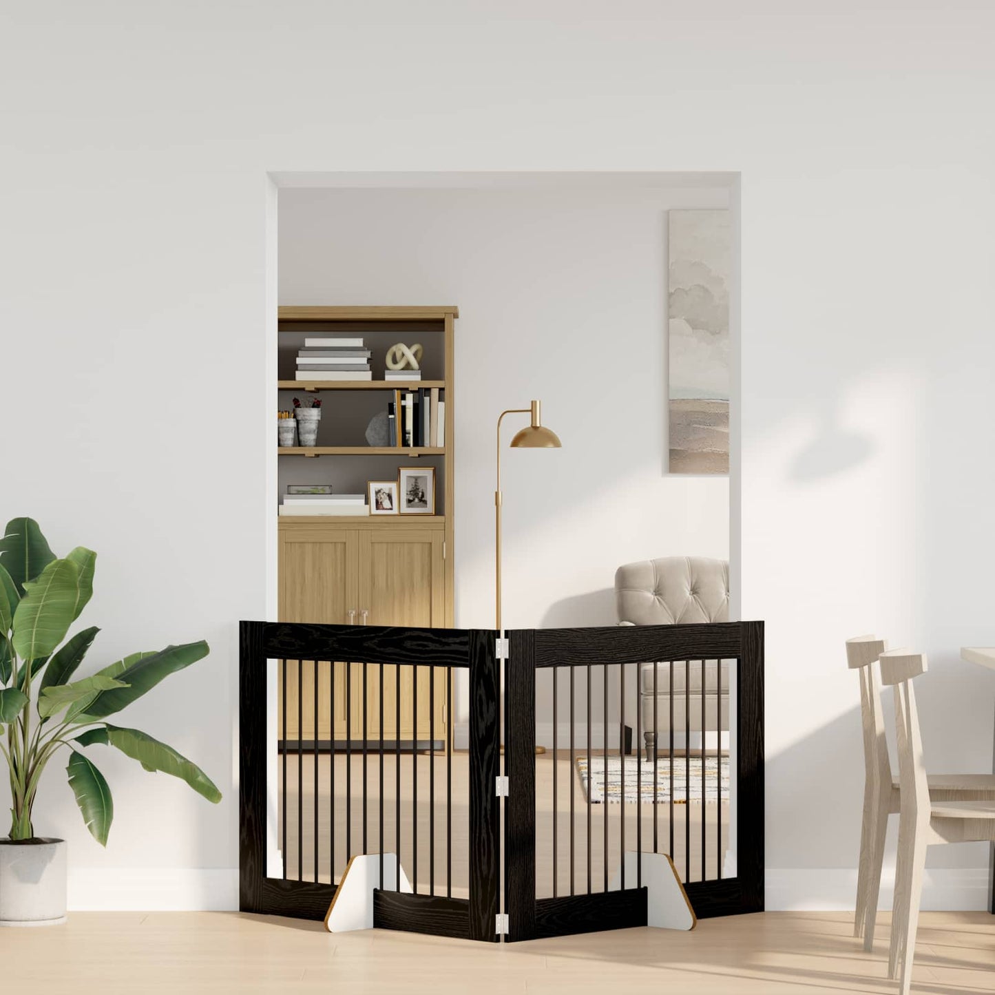 Dog Gate with Stands 2 pcs Black Oak 100 x 80 cm