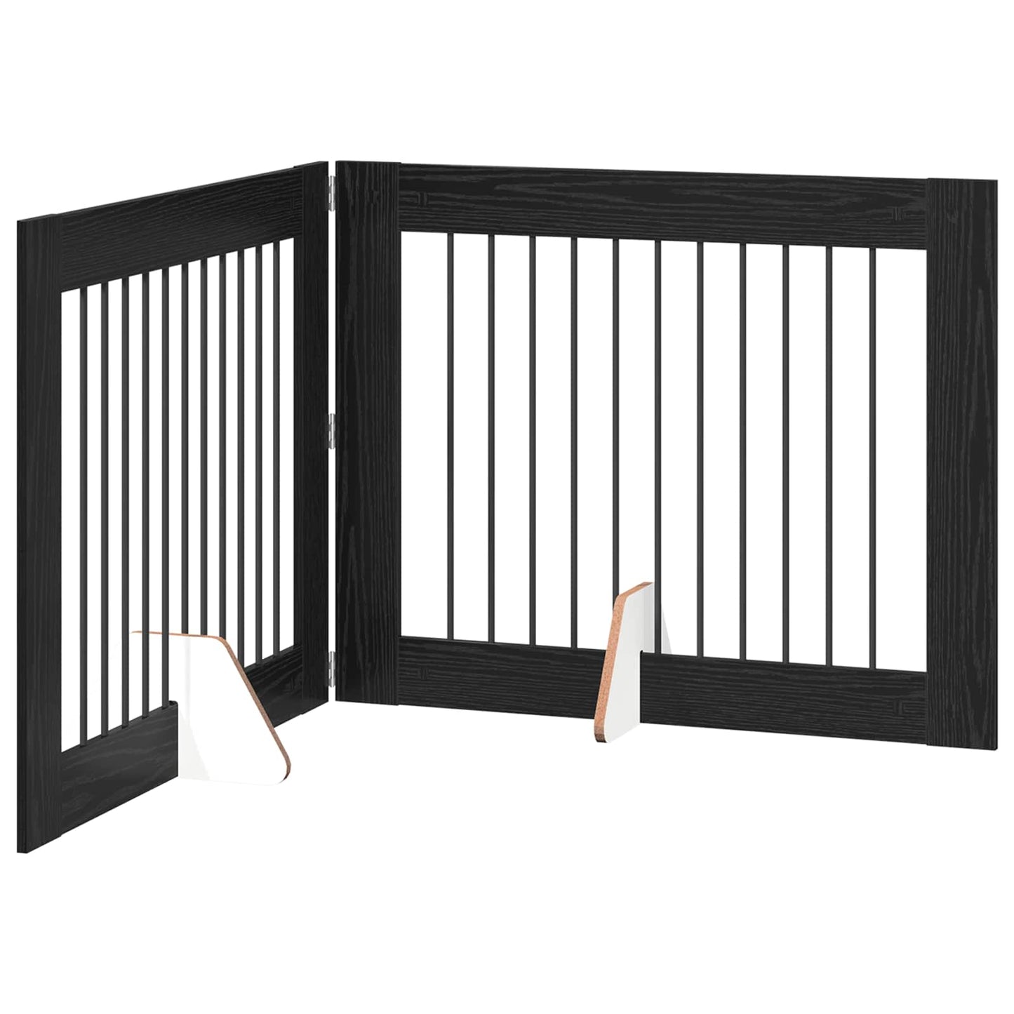 Foldable Dog Gate with Stands 2 pcs Black Oak 200.5 cm
