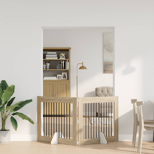 Foldable Dog Gate with Stands 2 pcs Sonoma Oak 200.5 cm