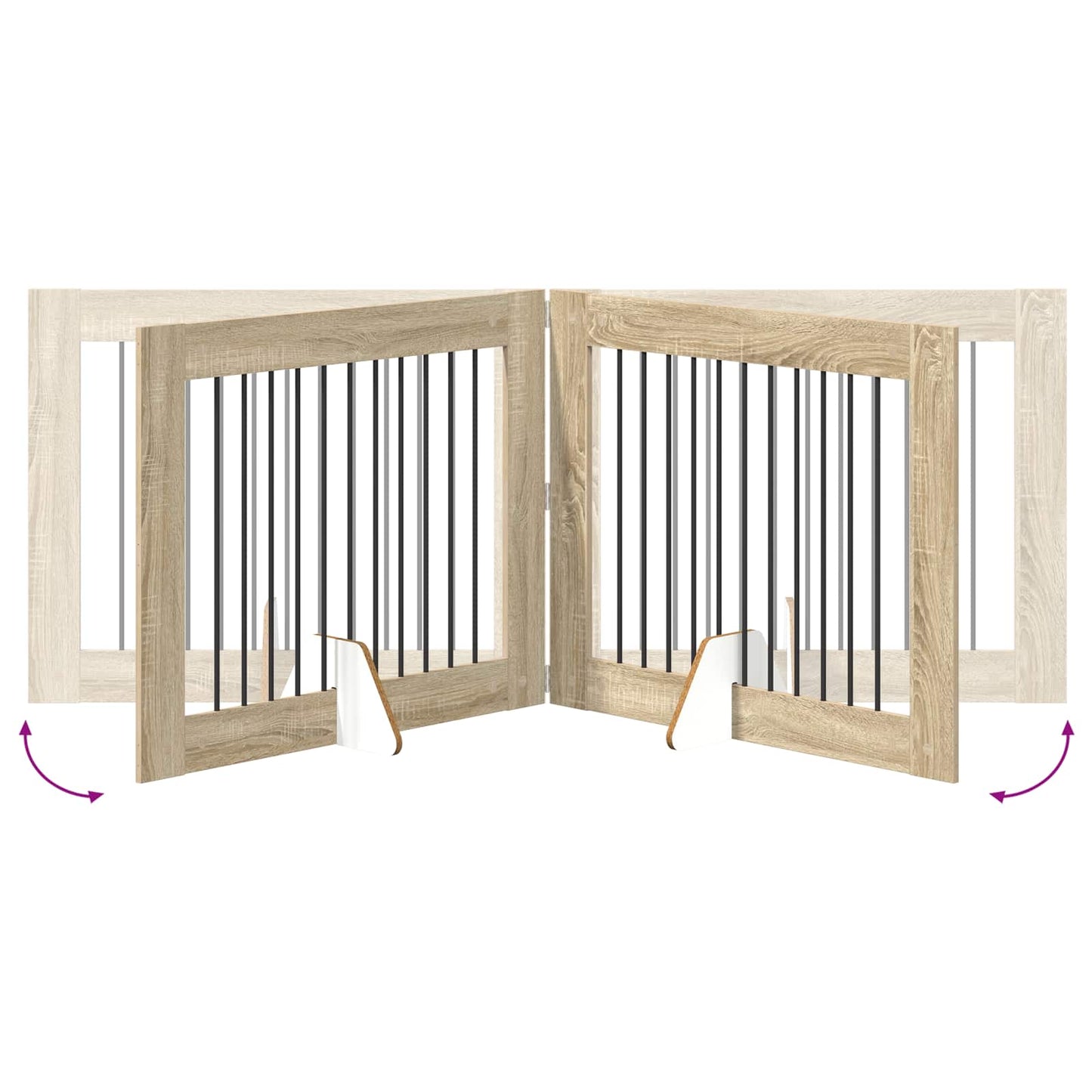 Foldable Dog Gate with Stands 2 pcs Sonoma Oak 200.5 cm