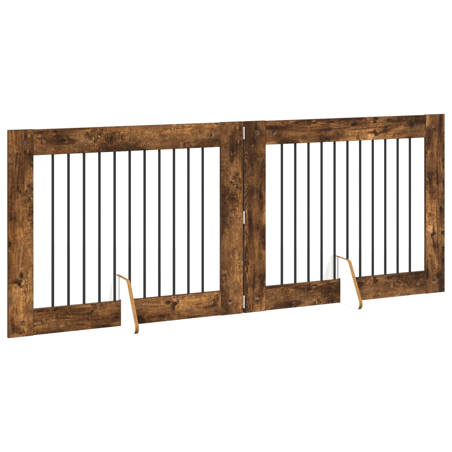 Foldable Dog Gate with Stands 2 pcs Smoked Oak 200.5 cm