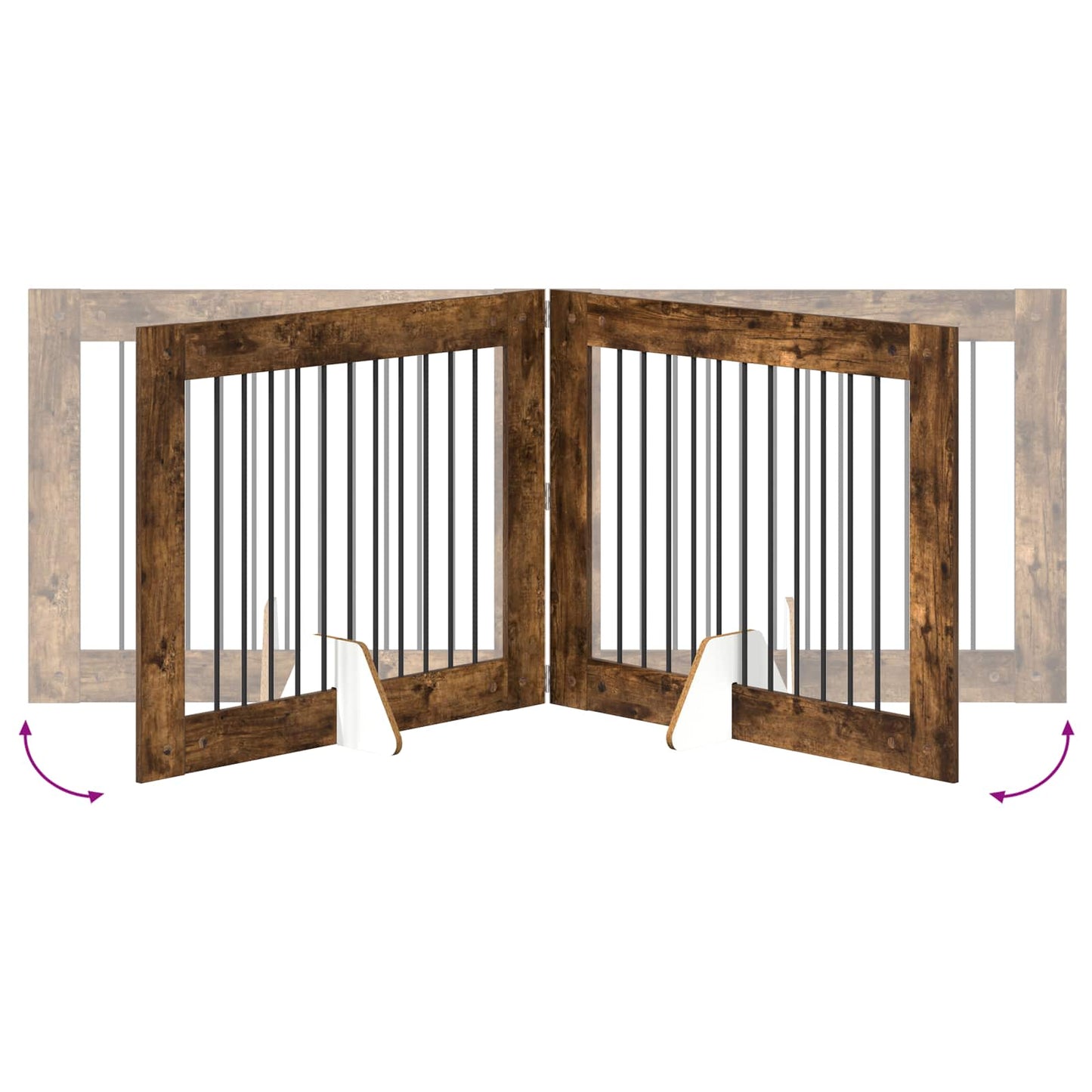 Foldable Dog Gate with Stands 2 pcs Smoked Oak 200.5 cm