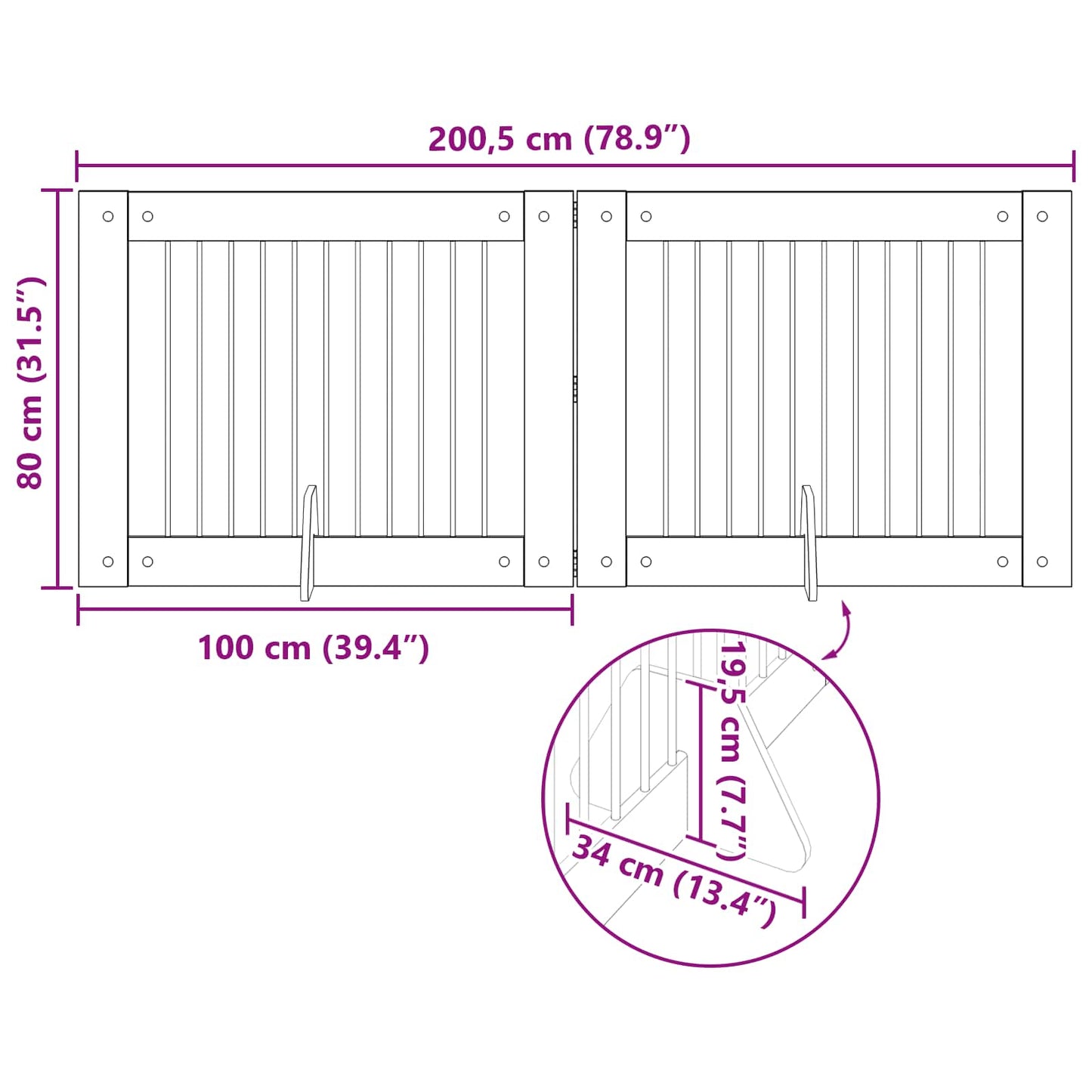 Foldable Dog Gate with Stands 2 pcs Smoked Oak 200.5 cm