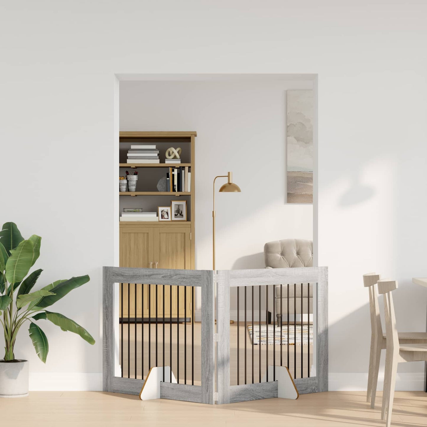 Foldable Dog Gate with Stands 2 pcs Grey Sonoma 200.5 cm