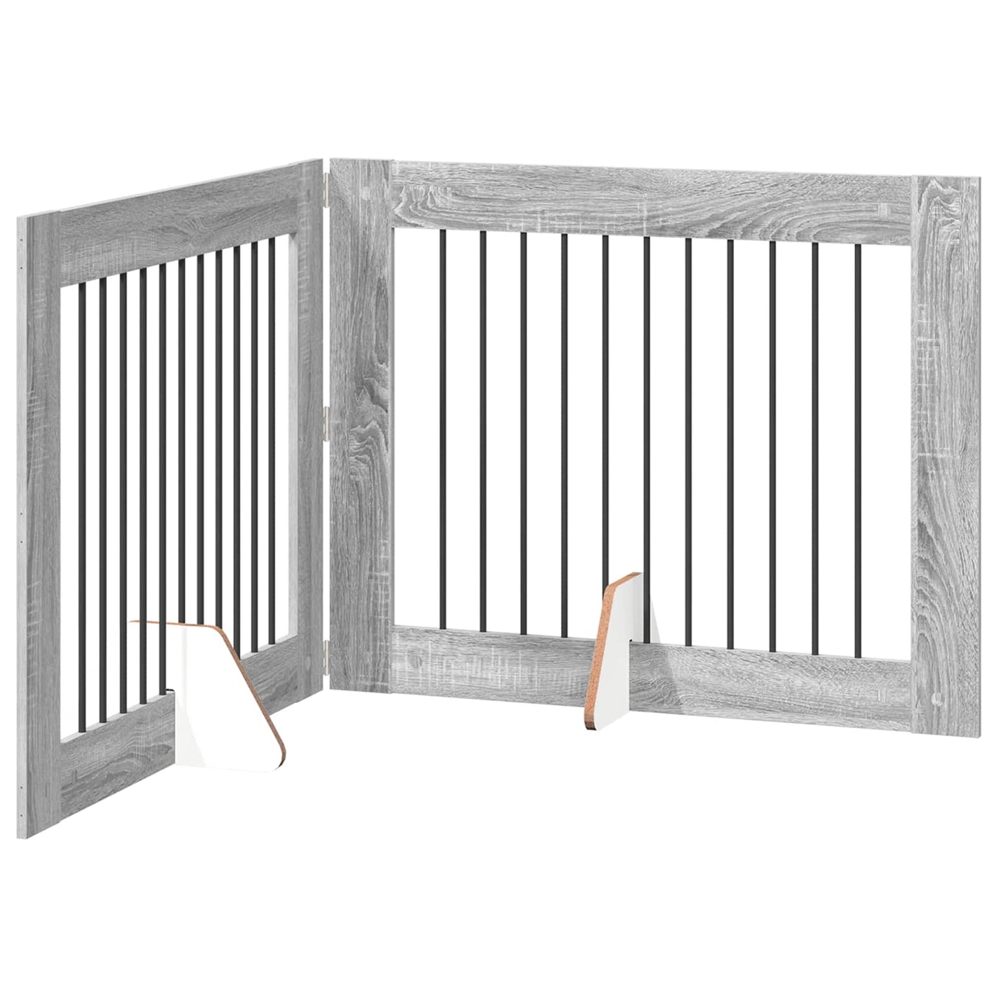 Foldable Dog Gate with Stands 2 pcs Grey Sonoma 200.5 cm