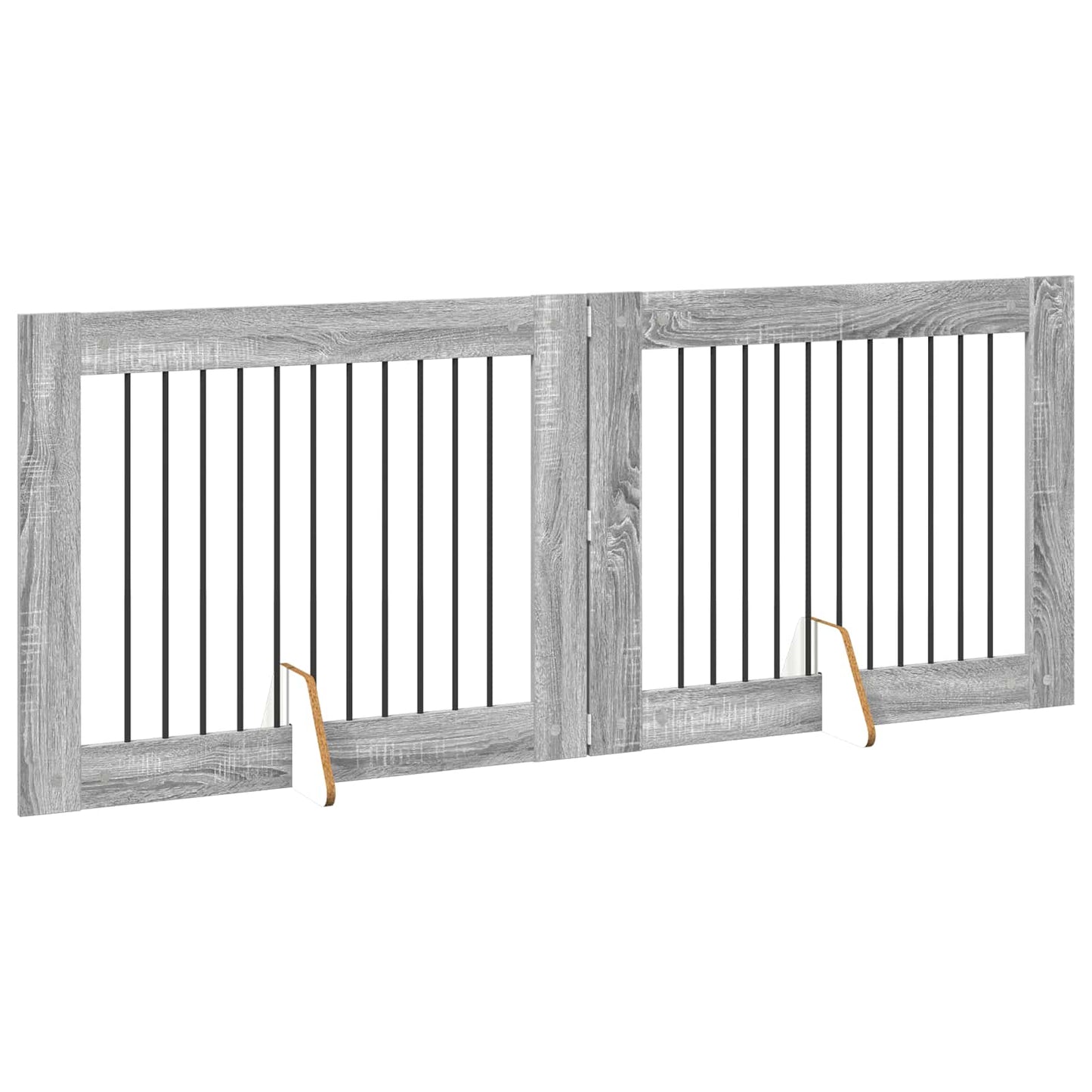 Foldable Dog Gate with Stands 2 pcs Grey Sonoma 200.5 cm