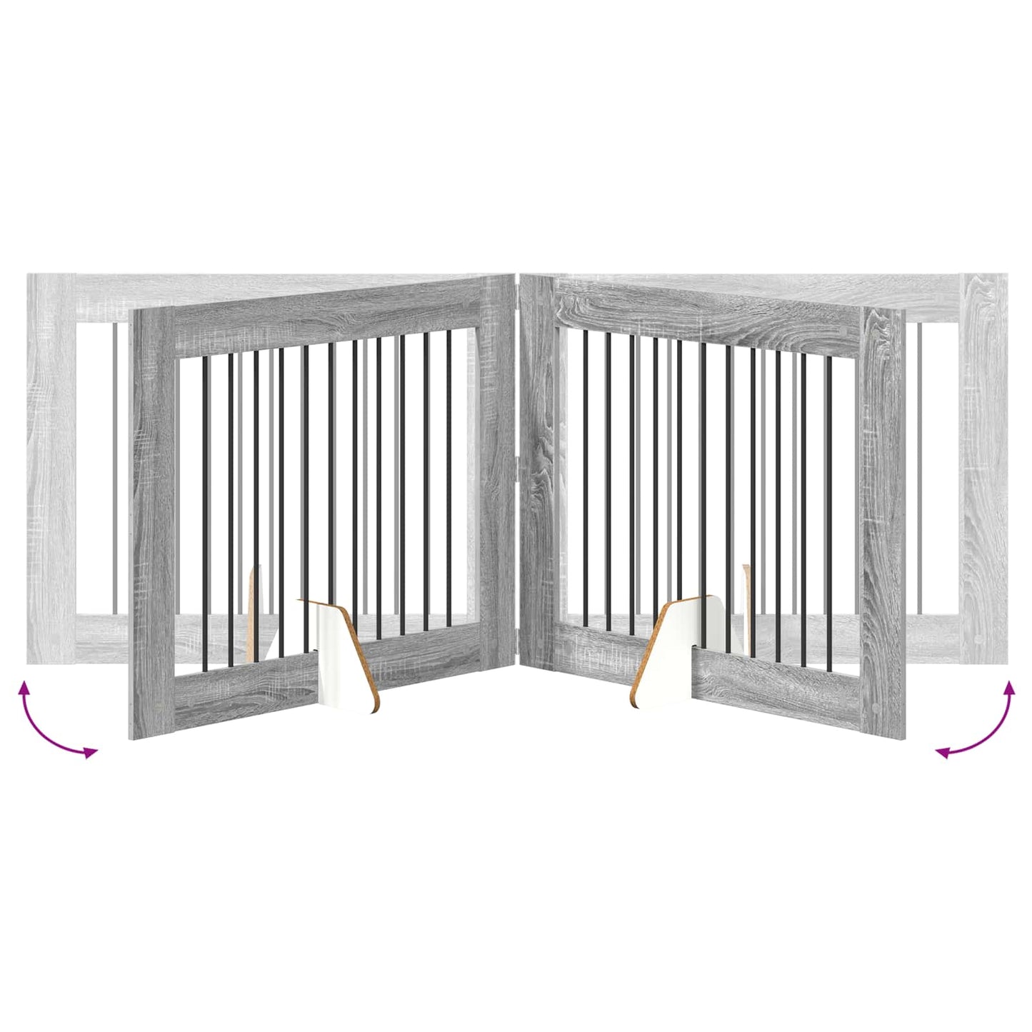 Foldable Dog Gate with Stands 2 pcs Grey Sonoma 200.5 cm