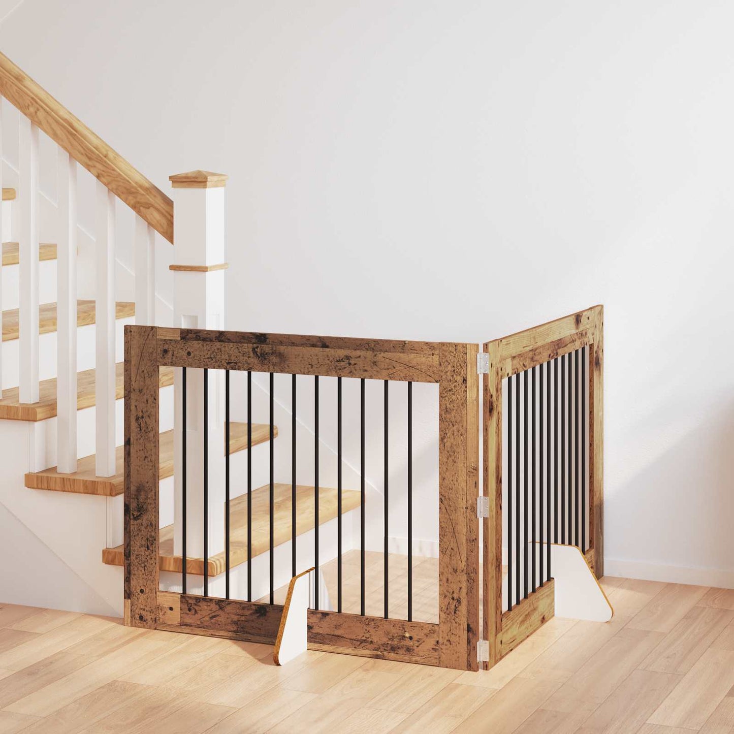 Dog Gate with Stands 2 pcs Old Wood 100 x 80 cm Engineered Wood