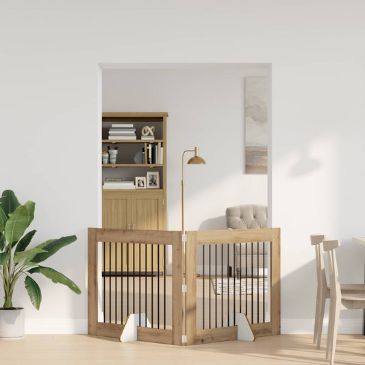 Foldable Dog Gate with Stands 2 pcs Artisan Oak 200.5 cm