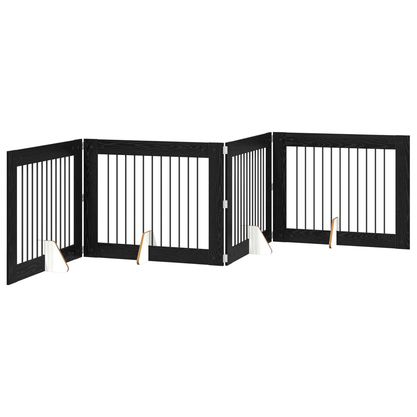 Foldable Dog Gate with Stands 4 pcs Black Oak 401 cm