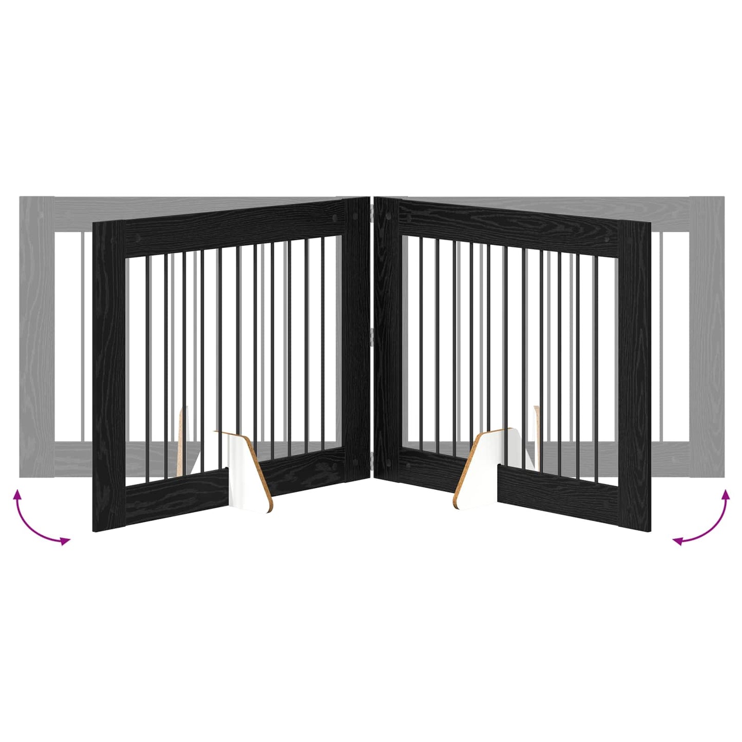 Foldable Dog Gate with Stands 4 pcs Black Oak 401 cm