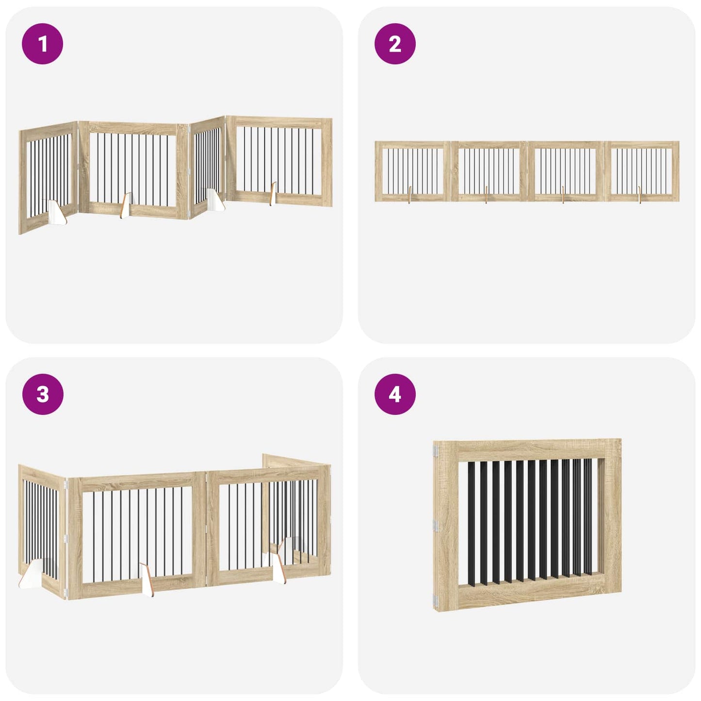 Foldable Dog Gate with Stands 4 pcs Sonoma Oak 401 cm