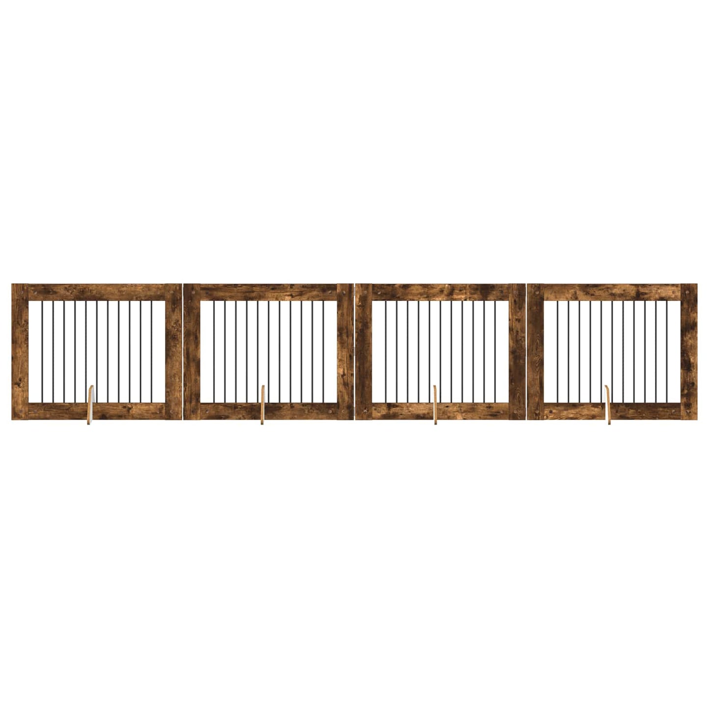 Dog Gate with Stands 4 pcs Smoked Oak 100 x 80 cm