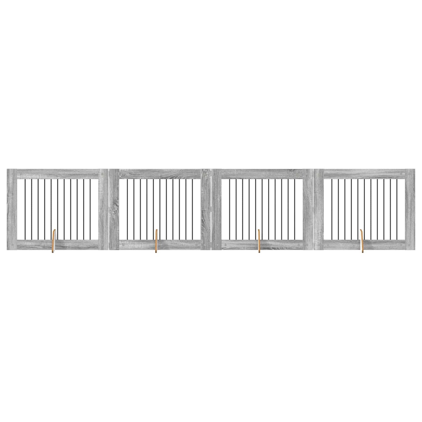 Dog Gate with Stands 4 pcs Grey Sonoma 100 x 80 cm