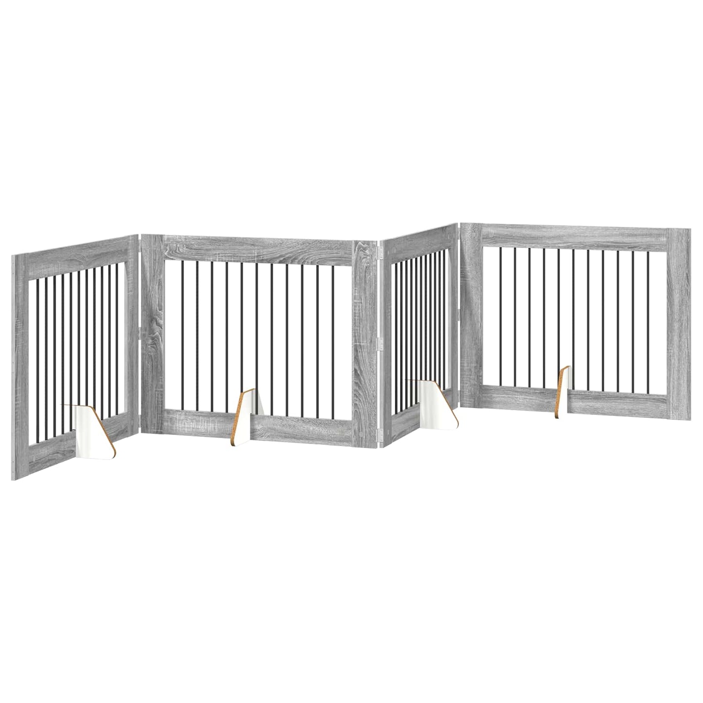 Dog Gate with Stands 4 pcs Grey Sonoma 100 x 80 cm