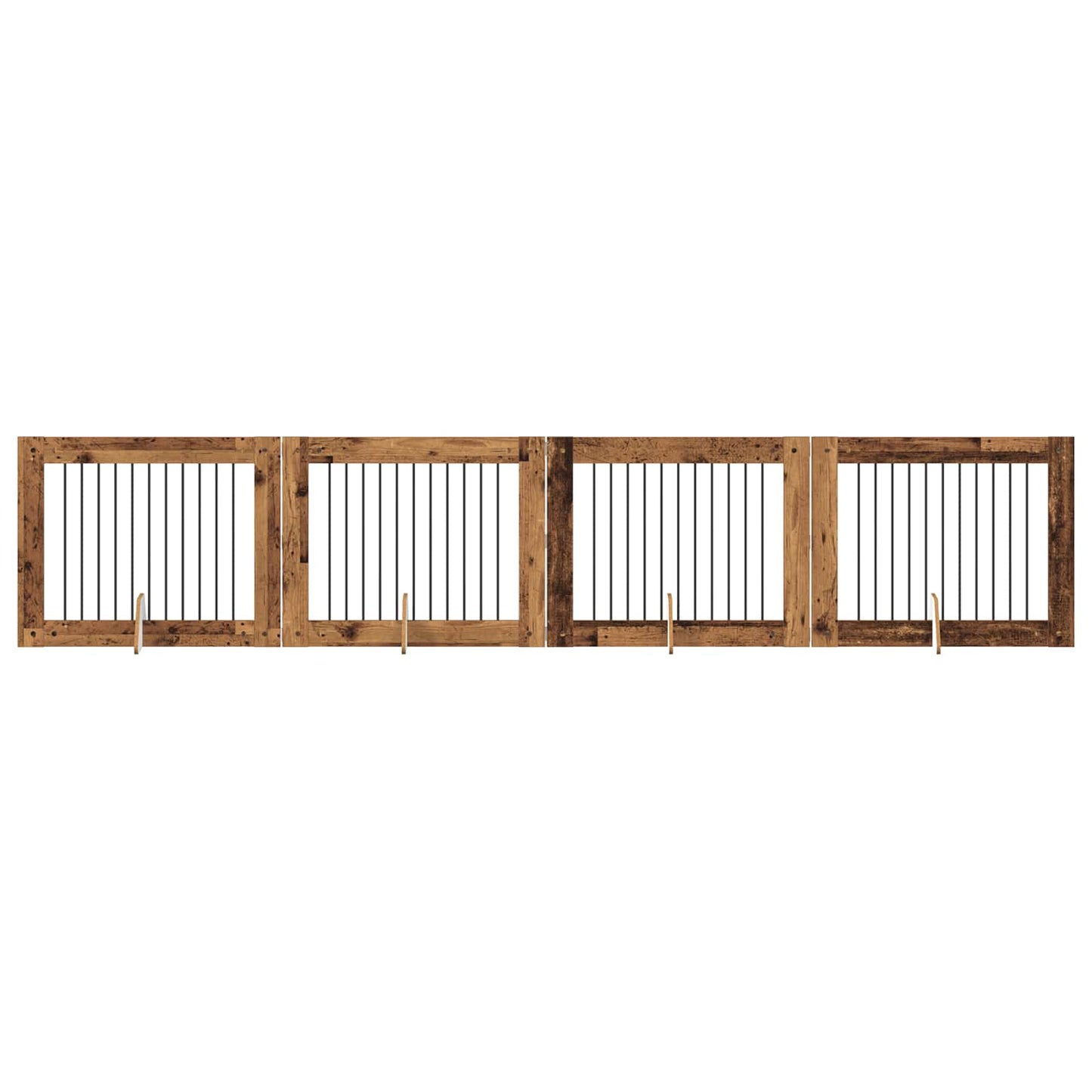 Dog Gate with Stands 4 pcs Old Wood 100 x 80 cm Engineered Wood