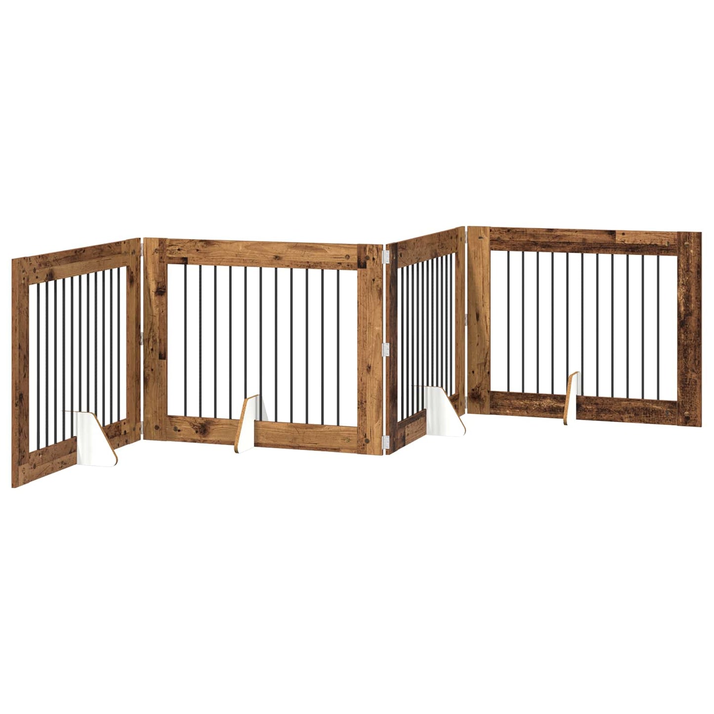 Dog Gate with Stands 4 pcs Old Wood 100 x 80 cm Engineered Wood