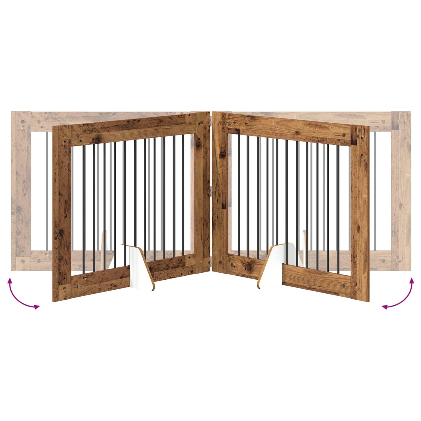 Dog Gate with Stands 4 pcs Old Wood 100 x 80 cm Engineered Wood