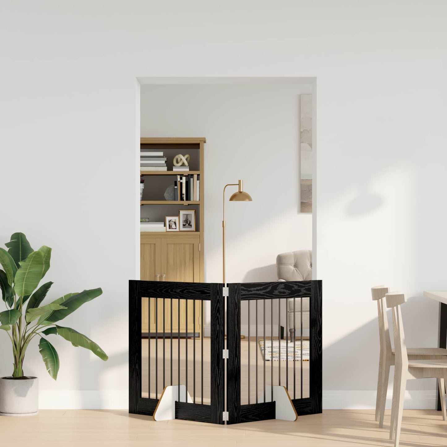 Dog Gate with Stands 2 pcs Black Oak 80 x 80 cm Engineered Wood
