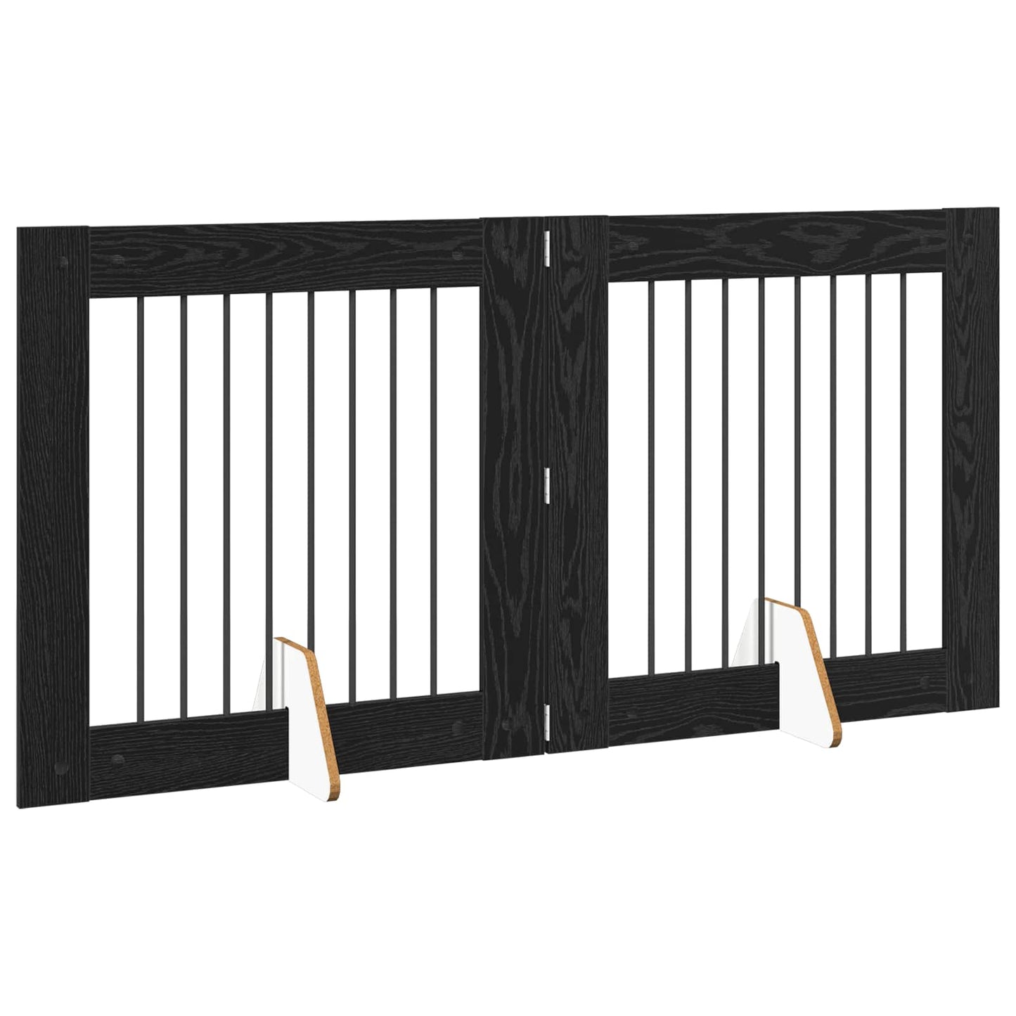 Foldable Dog Gate with Stands 2 pcs Black Oak 160.5 cm