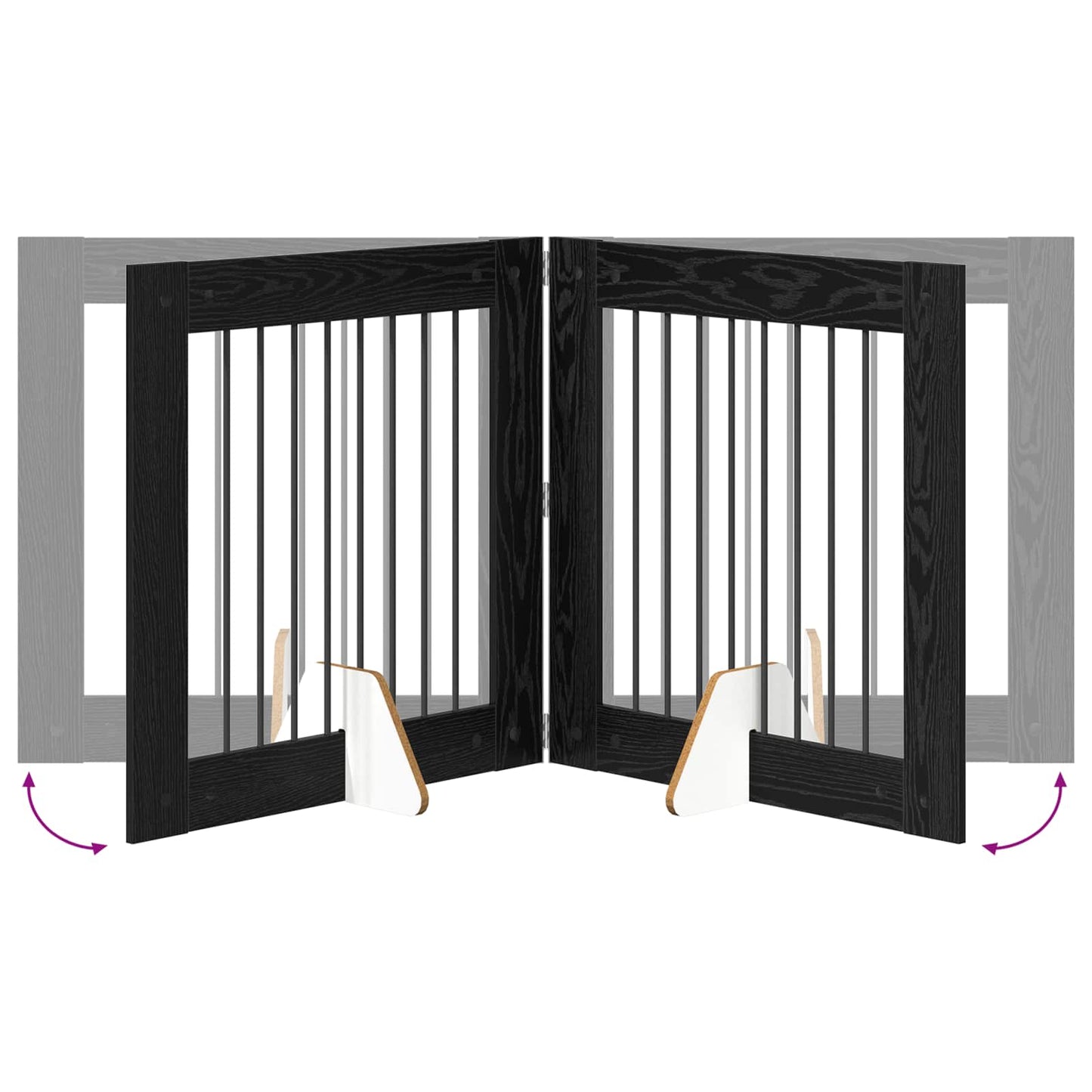 Foldable Dog Gate with Stands 2 pcs Black Oak 160.5 cm