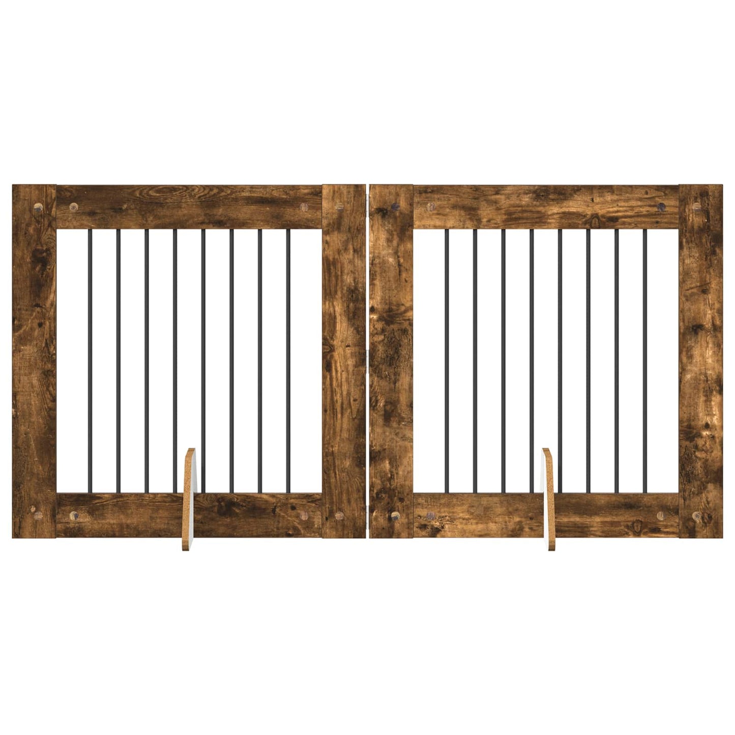 Dog Gate with Stands 2 pcs Smoked Oak 80 x 80 cm