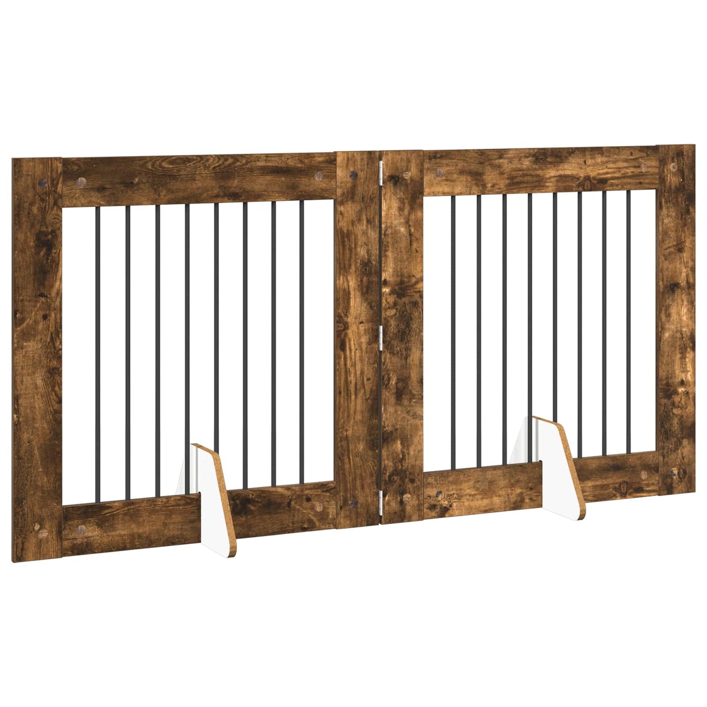 Foldable Dog Gate with Stands 2 pcs Smoked Oak 160.5 cm