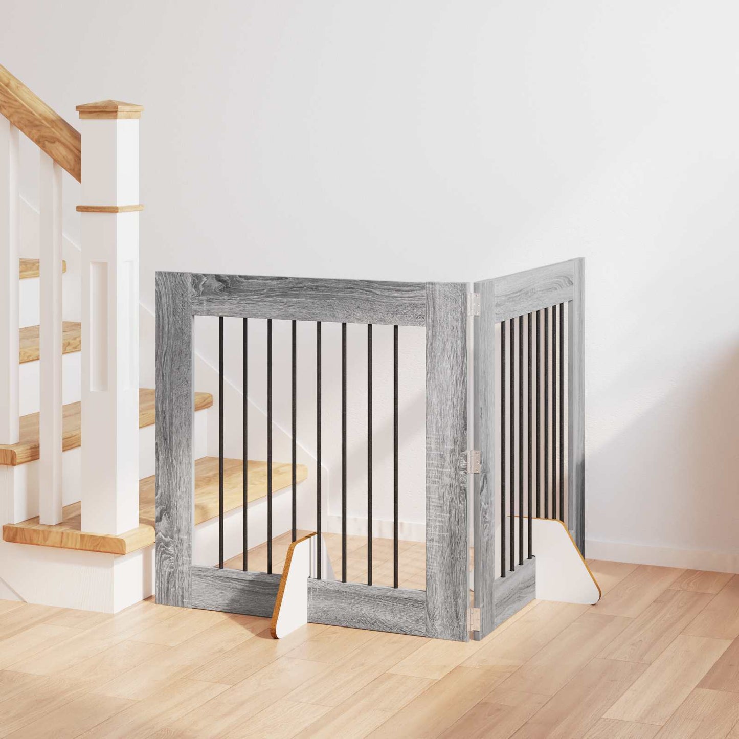 Dog Gate with Stands 2 pcs Grey Sonoma 80 x 80 cm