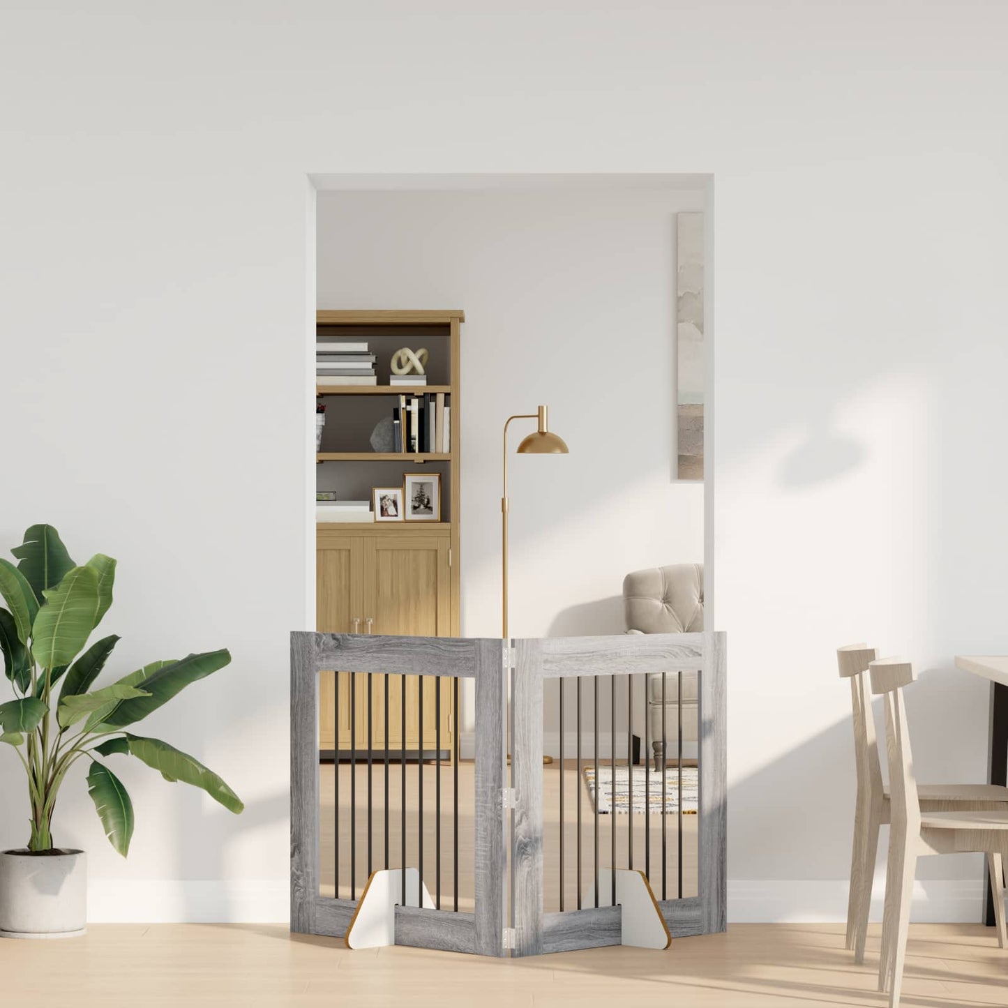 Foldable Dog Gate with Stands 2 pcs Grey Sonoma 160.5 cm