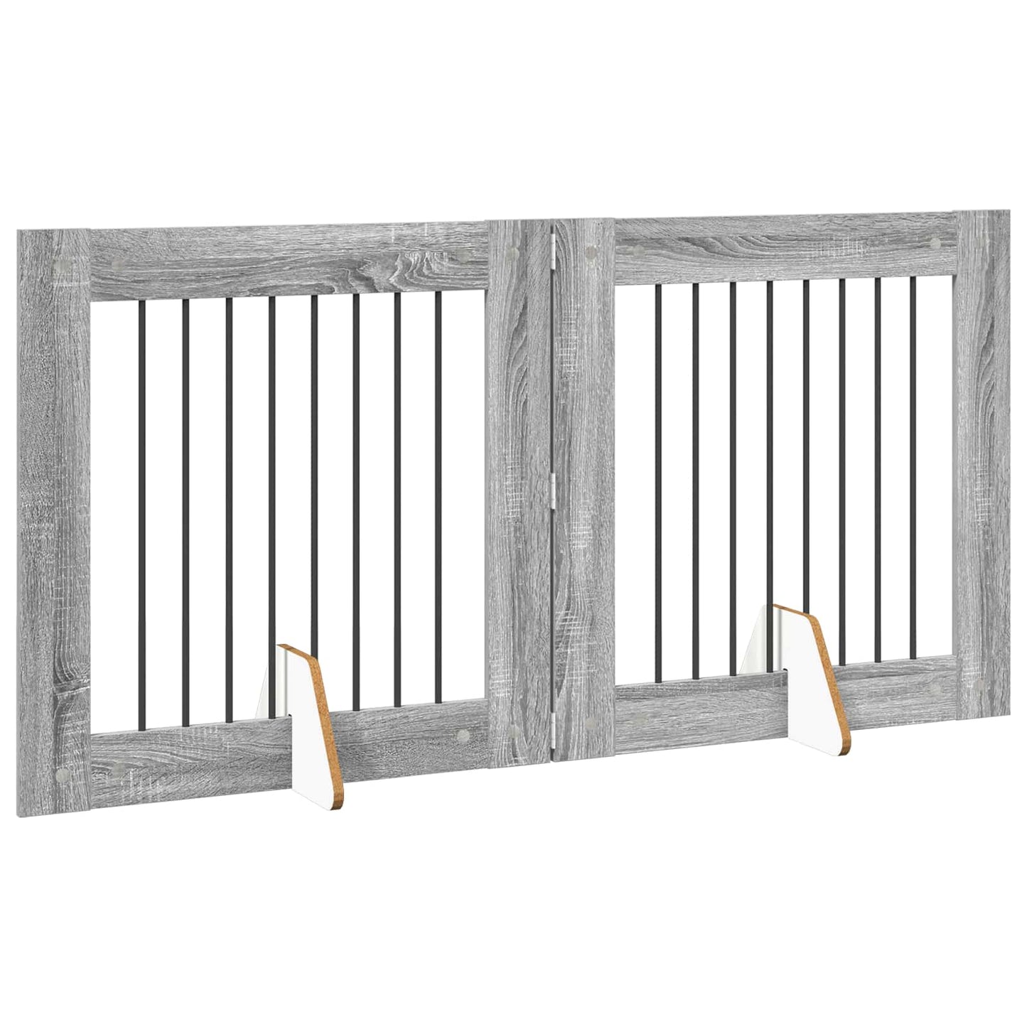 Foldable Dog Gate with Stands 2 pcs Grey Sonoma 160.5 cm