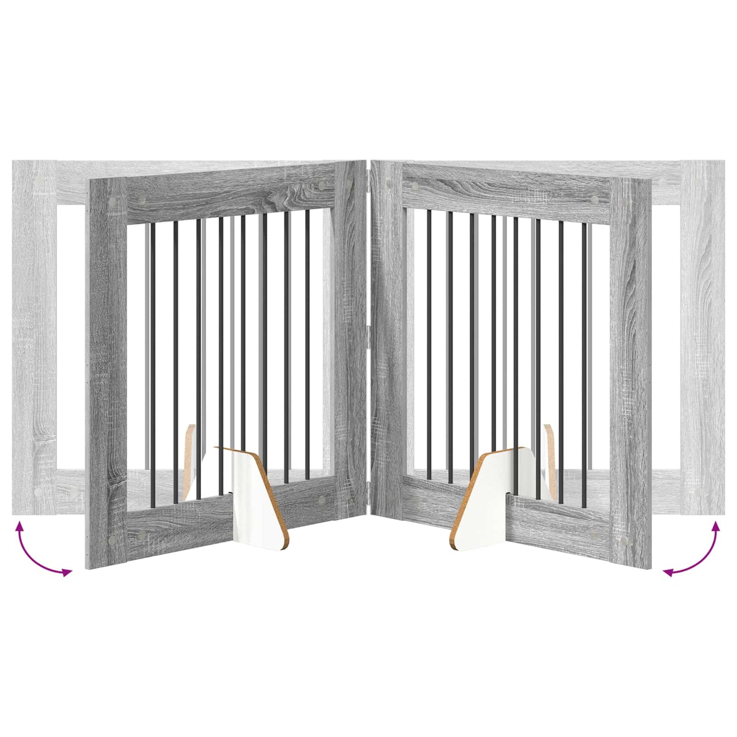 Foldable Dog Gate with Stands 2 pcs Grey Sonoma 160.5 cm