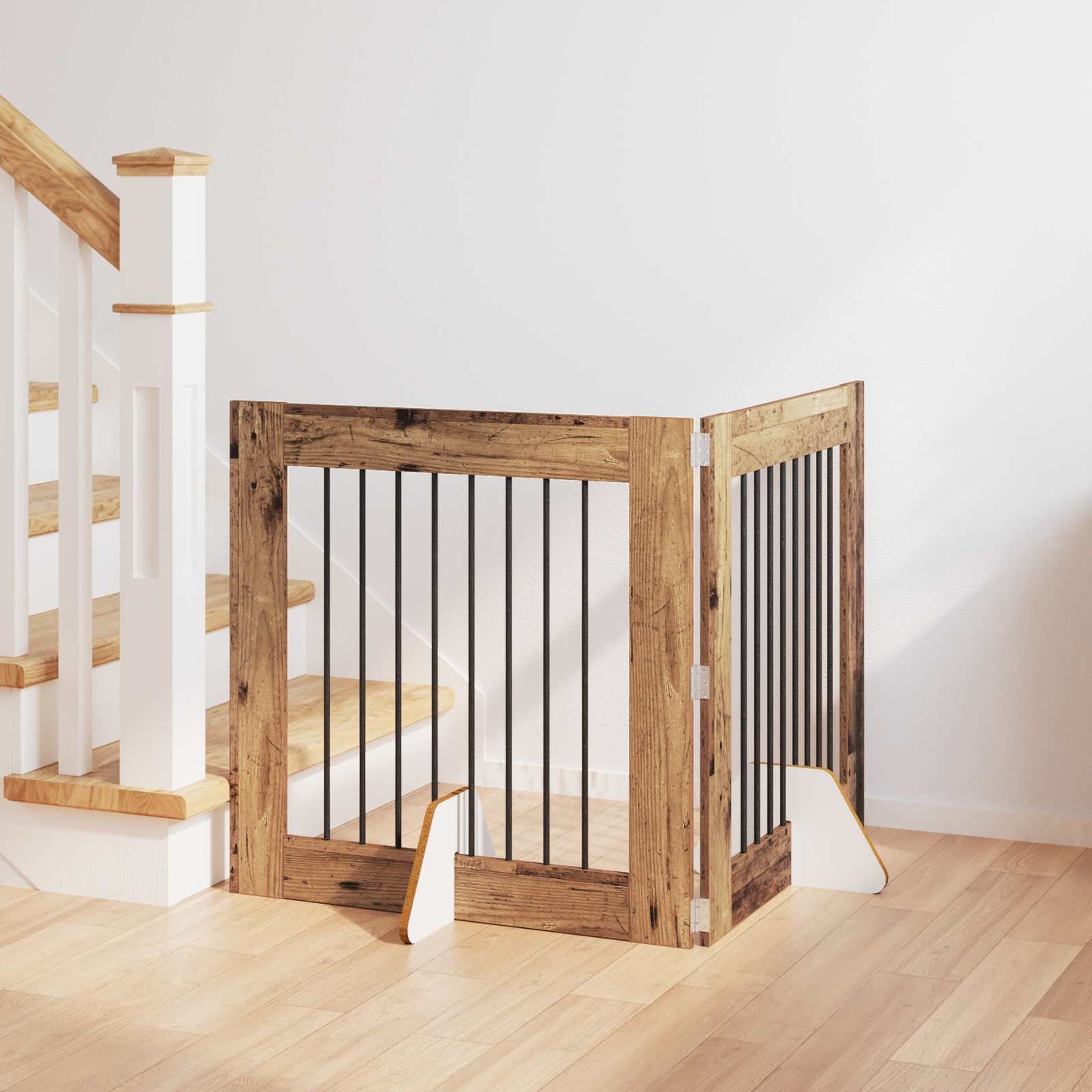 Dog Gate with Stands 2 pcs Old Wood 80 x 80 cm Engineered Wood