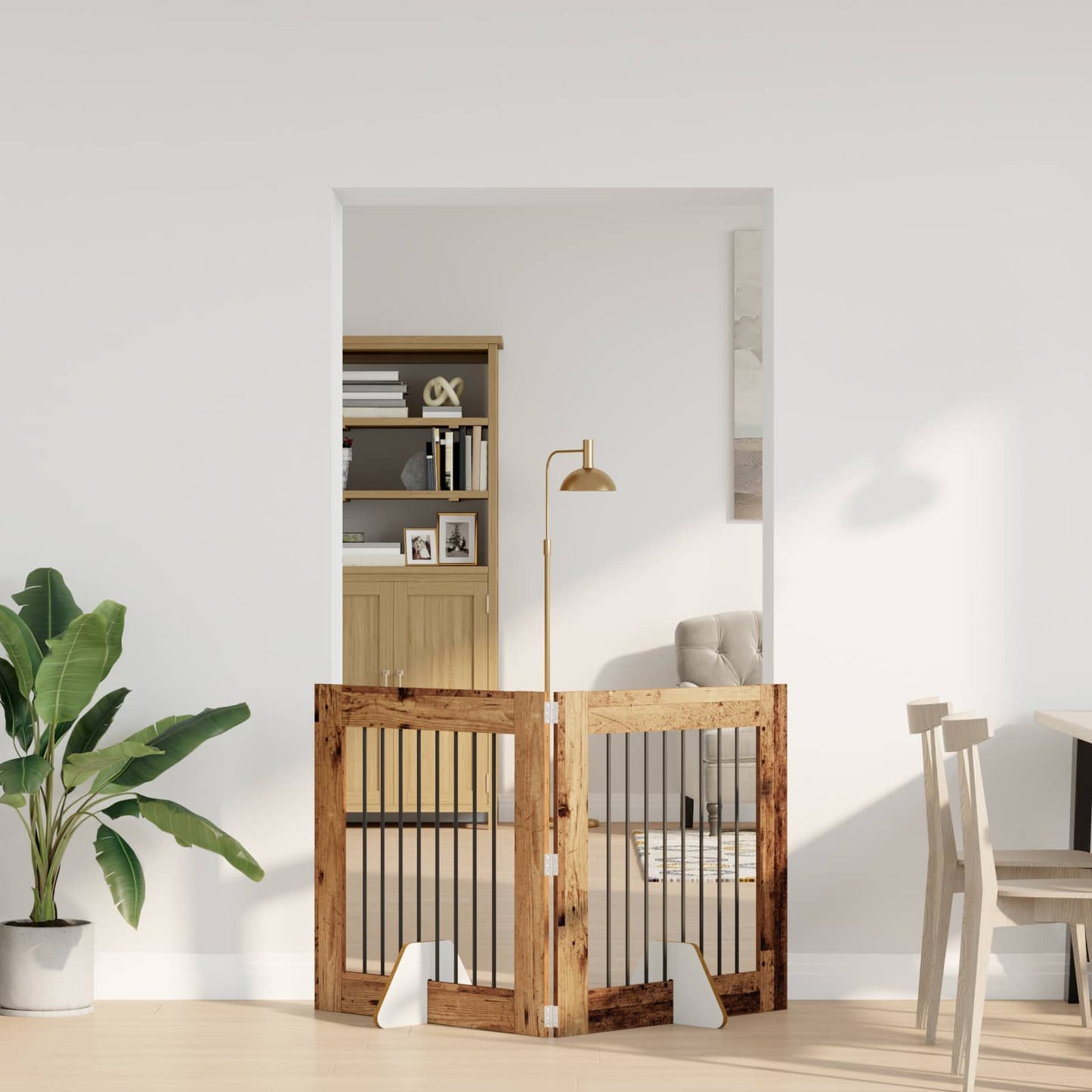 Dog Gate with Stands 2 pcs Old Wood 80 x 80 cm Engineered Wood